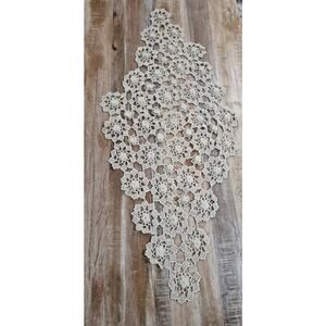 Vintage Handmade Romanian Point Lace Doily- Crochet- Needlework- Table runner